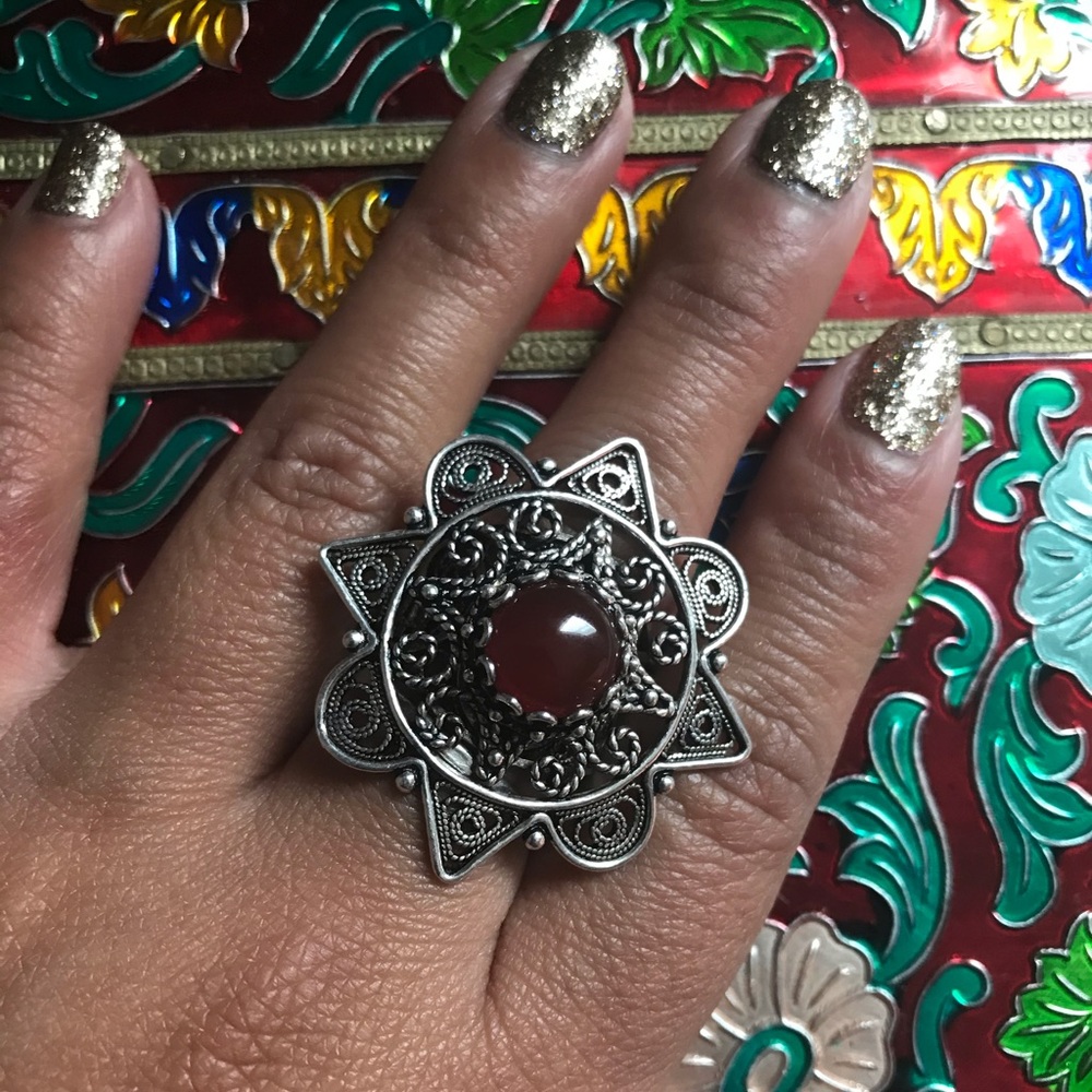 Silver carnelian ring, middle eastern style